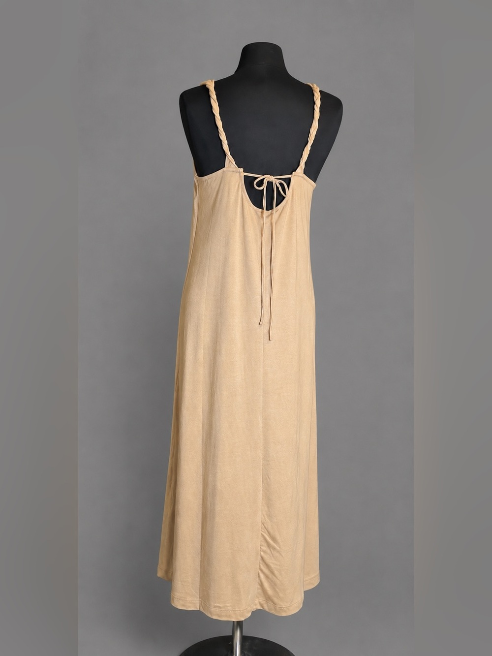 NEW Zenana Twisted Strap Ash Mocha/Beige Sleeveless Midi/Maxi Dress Flowy Casua - Picture 9 of 9